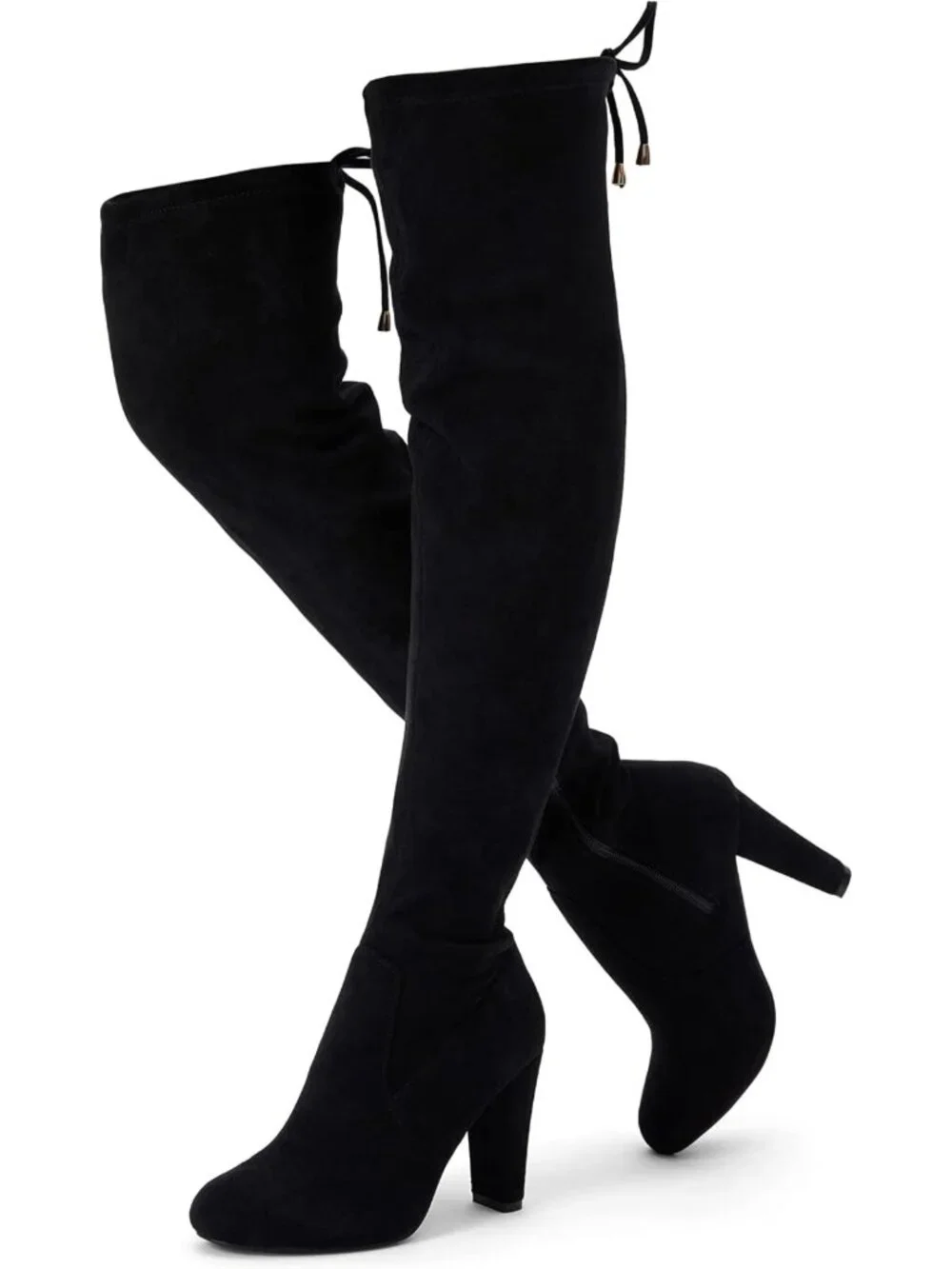 Chic Suede Thigh High Over-the-Knee Boots with Stylish Block Heel - Size